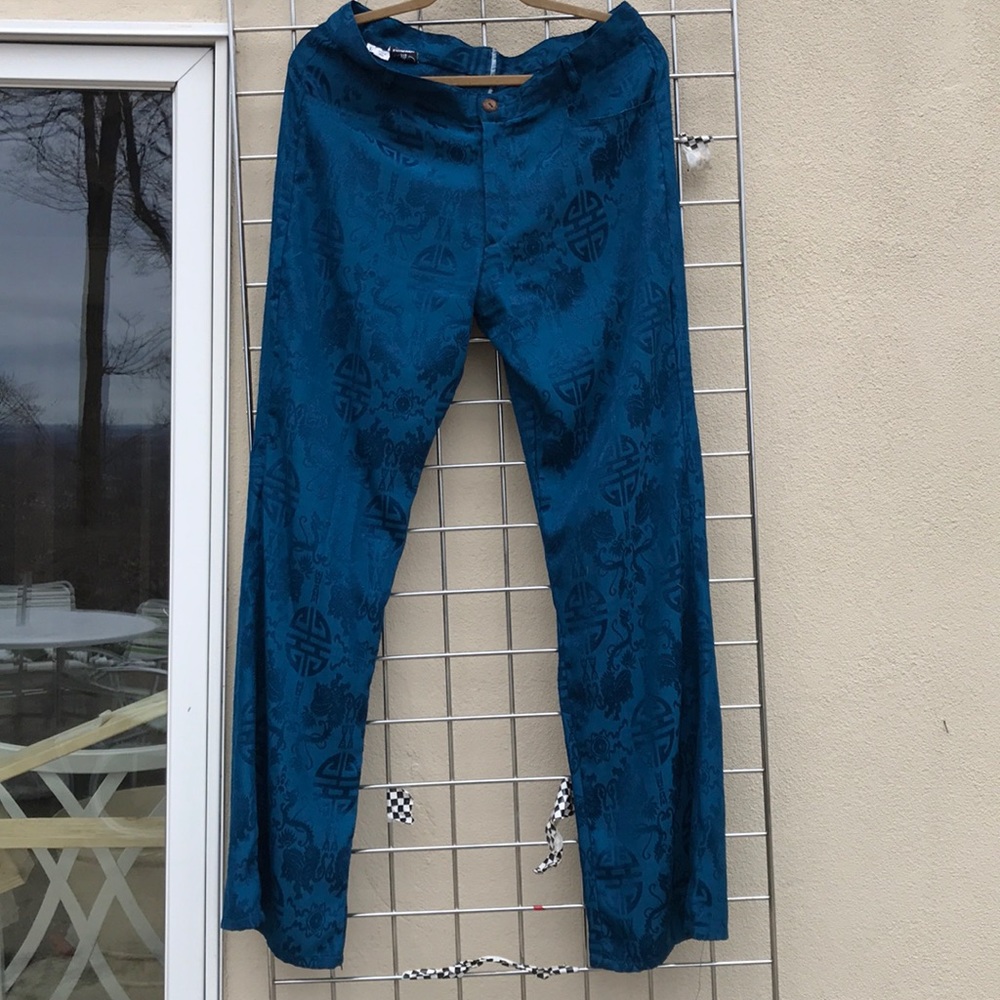 Silk teal funky pants